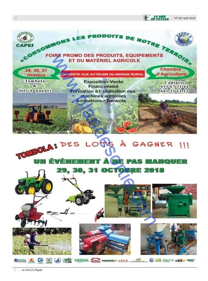 Foire promo des produits, d’équipements et du matériel agricole du 5 au 9 novembre.